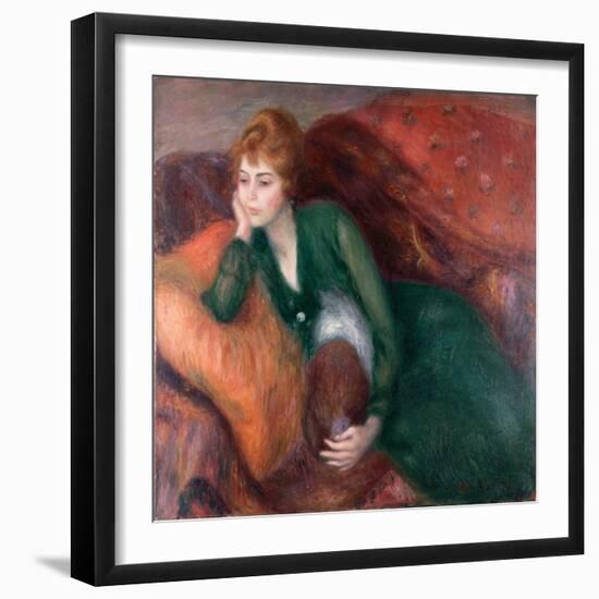 Young Woman in Green, C.1915 (Oil on Canvas)-William James Glackens-Framed Giclee Print