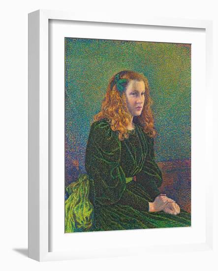 Young Woman in Green Dress, 1893-Theo van Rysselberghe-Framed Giclee Print