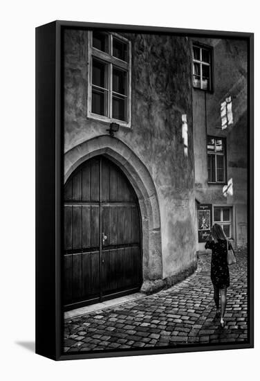 Young Woman in Old Town-Rory Garforth-Framed Stretched Canvas