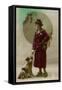 Young Woman in Purple Costume, with Dog-null-Framed Stretched Canvas