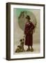 Young Woman in Purple Costume, with Dog-null-Framed Photographic Print