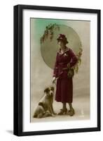 Young Woman in Purple Costume, with Dog-null-Framed Photographic Print
