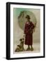 Young Woman in Purple Costume, with Dog-null-Framed Photographic Print