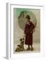 Young Woman in Purple Costume, with Dog-null-Framed Photographic Print