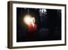 Young Woman in Red Cloak with Lantern Lost in Forest-Sergey Nivens-Framed Photographic Print