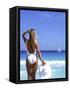 Young Woman in Swimsuit with White Hat-Bill Bachmann-Framed Stretched Canvas