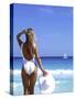 Young Woman in Swimsuit with White Hat-Bill Bachmann-Stretched Canvas