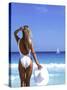 Young Woman in Swimsuit with White Hat-Bill Bachmann-Stretched Canvas