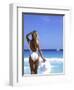 Young Woman in Swimsuit with White Hat-Bill Bachmann-Framed Photographic Print