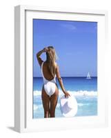 Young Woman in Swimsuit with White Hat-Bill Bachmann-Framed Photographic Print