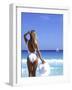 Young Woman in Swimsuit with White Hat-Bill Bachmann-Framed Photographic Print