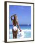 Young Woman in Swimsuit with White Hat-Bill Bachmann-Framed Photographic Print