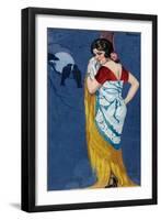 Young woman in the moonlight. Ca. 1925-Ramón José Izquierdo y Garrido-Framed Giclee Print