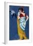 Young woman in the moonlight. Ca. 1925-Ramón José Izquierdo y Garrido-Framed Giclee Print