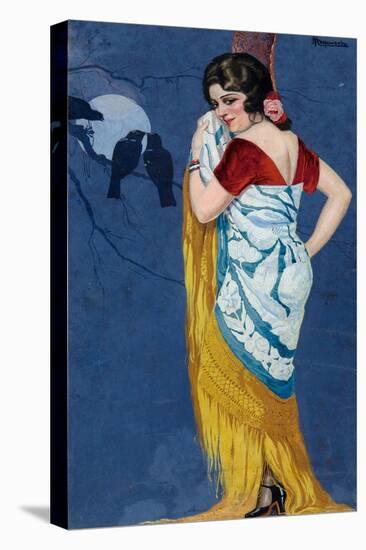 Young woman in the moonlight. Ca. 1925-Ramón José Izquierdo y Garrido-Stretched Canvas