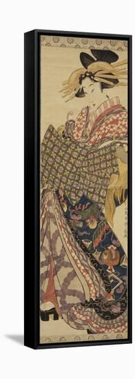 Young Woman in Traditional Highly Decorative Japanese Costume-Katsukawa Shunsen-Framed Stretched Canvas