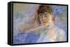 Young Woman in White-Berthe Morisot-Framed Stretched Canvas