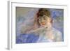 Young Woman in White-Berthe Morisot-Framed Art Print