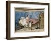 Young Woman is Woken up by a Cat Entering Her Bedroom-Karl H. Muller-Framed Art Print