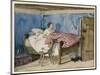 Young Woman is Woken up by a Cat Entering Her Bedroom-Karl H. Muller-Mounted Art Print