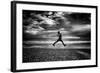 Young Woman Jumping on Beach-Rory Garforth-Framed Photographic Print