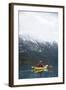 Young Woman Kayaking on Chilko Lake in British Columbia, Canada-Justin Bailie-Framed Photographic Print