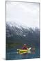 Young Woman Kayaking on Chilko Lake in British Columbia, Canada-Justin Bailie-Mounted Photographic Print