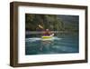 Young Woman Kayaking on Chilko Lake in British Columbia, Canada-Justin Bailie-Framed Photographic Print