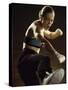 Young Woman Kickboxing-null-Stretched Canvas