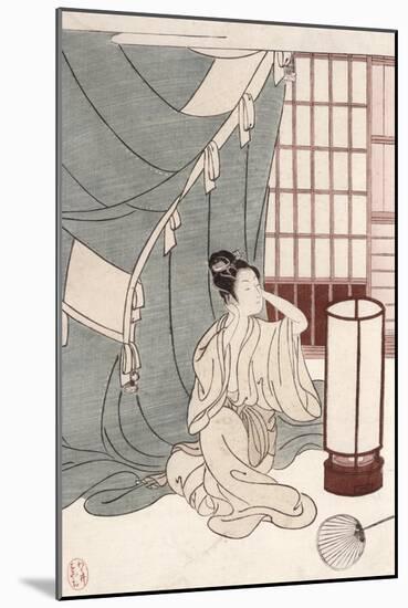 Young Woman Kneeling by Her Mosquito Net, 1766-Suzuki Harunobu-Mounted Giclee Print