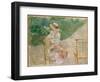 Young Woman Knitting, C.1883 (Oil on Canvas)-Berthe Morisot-Framed Giclee Print