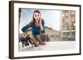 Young Woman Looking at the Shop Window-conrado-Framed Photographic Print