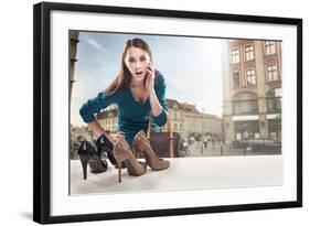 Young Woman Looking at the Shop Window-conrado-Framed Photographic Print