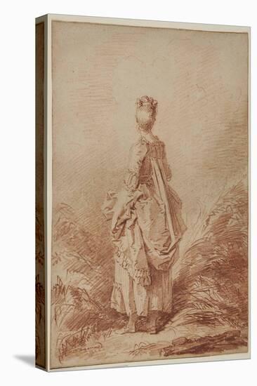 Young Woman Looking Back-Jean-Honoré Fragonard-Stretched Canvas