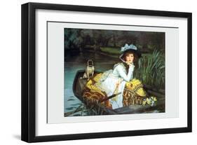 Young Woman Looking in a Boat-James Tissot-Framed Art Print