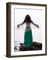 Young Woman Looks Out To Sea-Charles Bowman-Framed Photographic Print