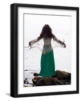 Young Woman Looks Out To Sea-Charles Bowman-Framed Photographic Print
