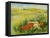 Young Woman, Lying in a Green Meadow-Pierre-Auguste Renoir-Framed Stretched Canvas