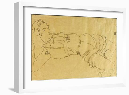 Young Woman Lying on Her Back, 1915-Egon Schiele-Framed Giclee Print