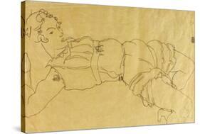 Young Woman Lying on Her Back, 1915-Egon Schiele-Stretched Canvas