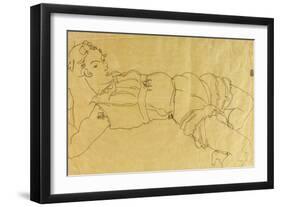 Young Woman Lying on Her Back, 1915-Egon Schiele-Framed Giclee Print