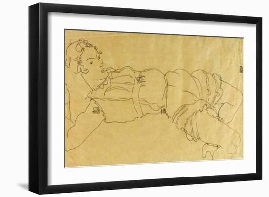 Young Woman Lying on Her Back, 1915-Egon Schiele-Framed Giclee Print