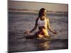Young Woman Meditating at the Beach-null-Mounted Photographic Print