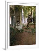 Young Woman Meditating in a Cloister, 1923 (Painting)-Ramon Casas i Carbo-Framed Giclee Print