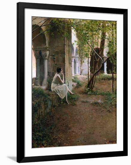 Young Woman Meditating in a Cloister, 1923 (Painting)-Ramon Casas i Carbo-Framed Giclee Print
