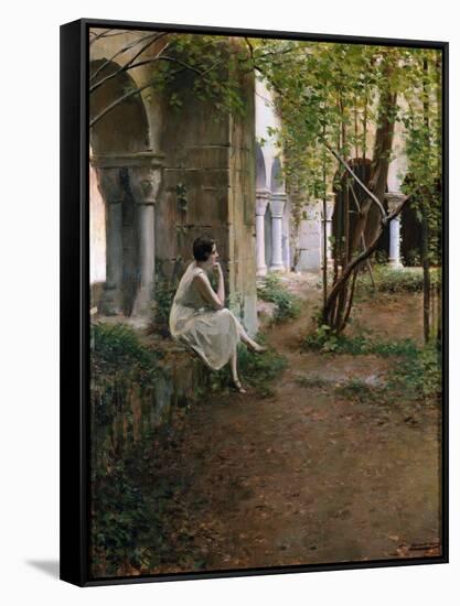 Young Woman Meditating in a Cloister, 1923 (Painting)-Ramon Casas i Carbo-Framed Stretched Canvas