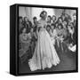 Young Woman Modeling the Lafaurie's Finished Product For the Tailors Before the Showing-Nina Leen-Framed Stretched Canvas