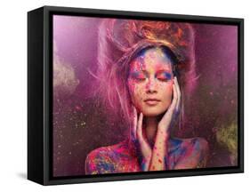 Young Woman Muse with Creative Body Art and Hairdo-NejroN Photo-Framed Stretched Canvas