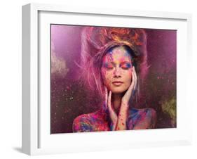 Young Woman Muse with Creative Body Art and Hairdo-NejroN Photo-Framed Art Print