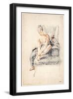 Young Woman, Nude, Holding One Foot in Her Hands, 1716-18-Jean-Antoine Watteau-Framed Premium Giclee Print
